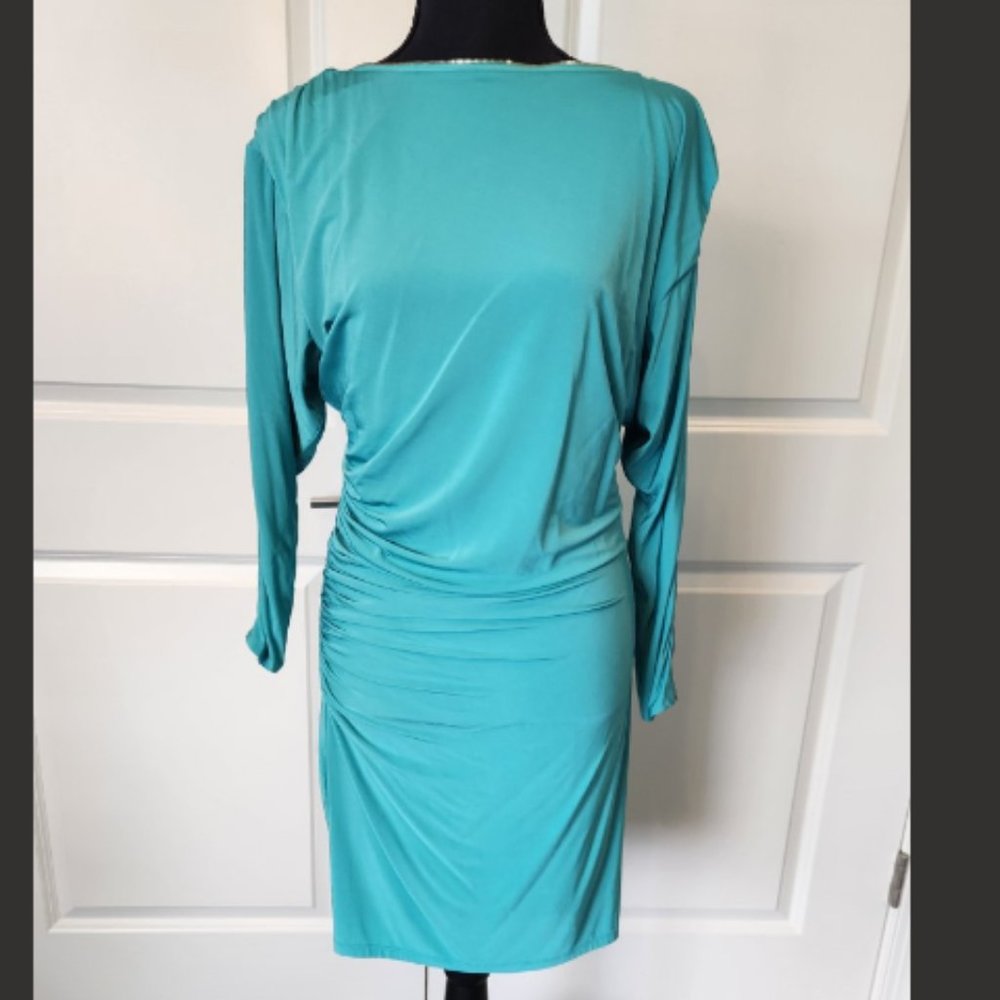MARCIANO Jade Green Dress with Gold Zip design - Size M